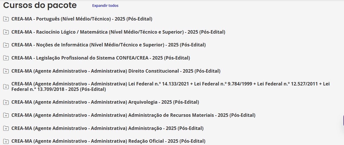 Rateio CREA MA - AGENTE ADMINISTRATIVO - ADMINISTRATIVA ( POS EDITAL ) ESTRATEGIA 2025