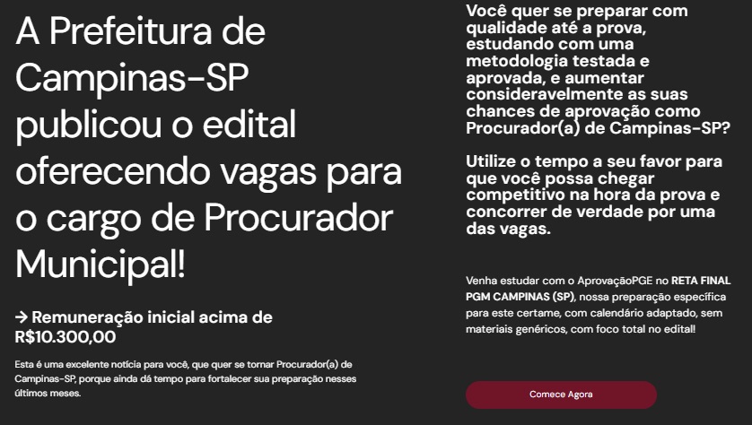 PGM CAMPINAS (SP) - RETA FINAL - APROVAÇÃO PGE 2025