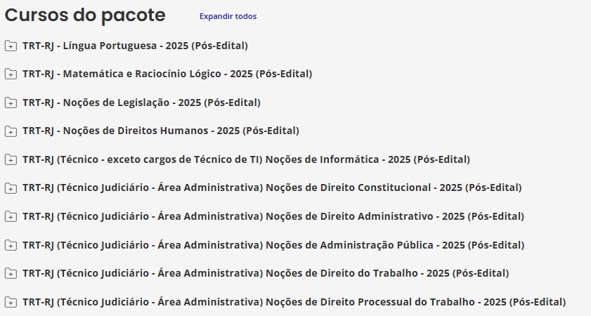 TRT RJ 1ª REGIÃO - POS EDITAL (TÉCNICO JUDICIÁRIO – ÁREA ADMINISTRATIVA ) – ESTRATÉGIA 2025