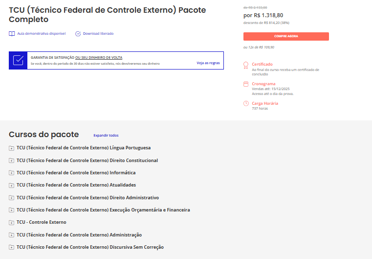RATEIO TCU (TÉCNICO FEDERAL DE CONTROLE EXTERNO) ESTRATEGIA 2025