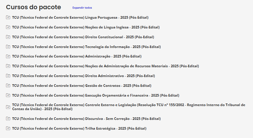rateio TCU - PÓS-EDITAL (TÉCNICO FEDERAL DE CONTROLE EXTERNO) – ESTRATÉGIA 2025