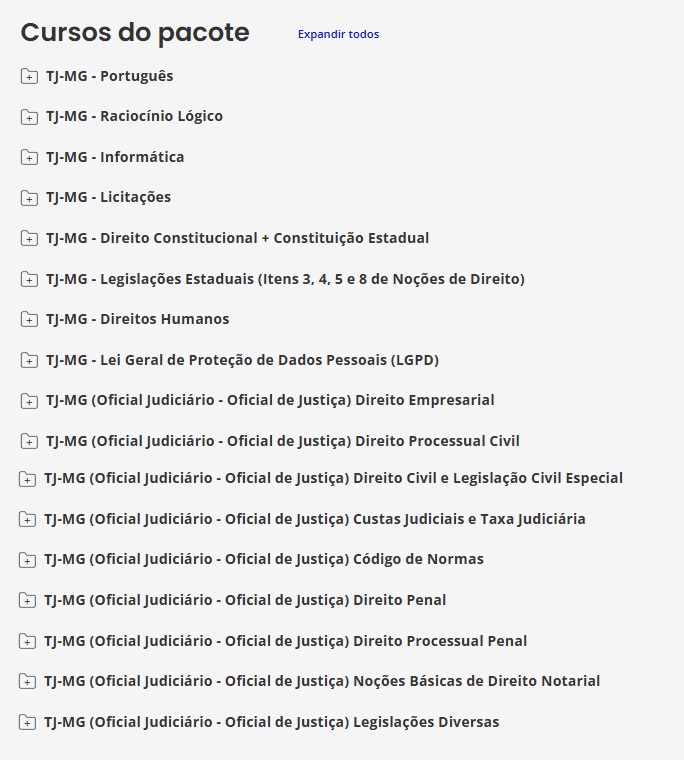 rateio TJ-MG (OFICIAL JUDICIÁRIO - OFICIAL DE JUSTIÇA) PACOTE – ESTRATÉGIA 2025