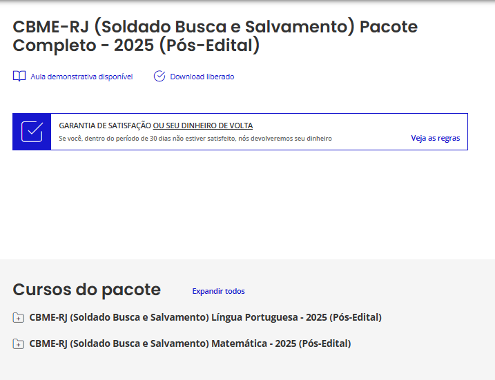 RATEIO CBME-RJ (Soldado Busca e Salvamento) Pacote Completo – 2025 (Pós-Edital)
