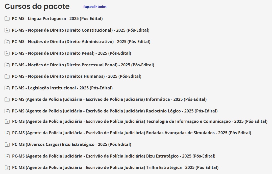 Rateio PC-MS PÓS-EDITAL (AGENTE DA POLÍCIA JUDICIÁRIA - ESCRIVÃO DE POLÍCIA JUDICIÁRIA) ESTRATEGIA 2025
